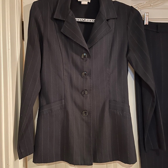 Black Pinstripe Pant Suit - Picture 2 of 3